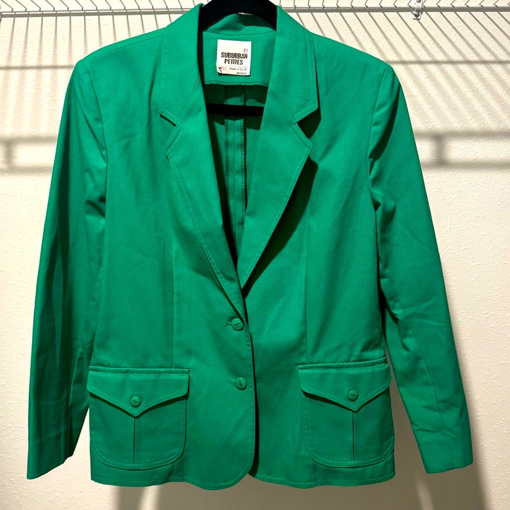 vintage womens kelly green blazer suburban petites
